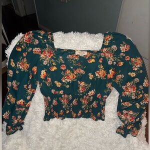 Floral Blouse Crop Top